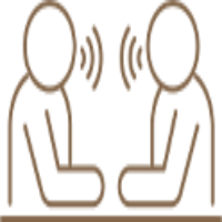 Icon of two people communicating, representing an engaging therapeutic style