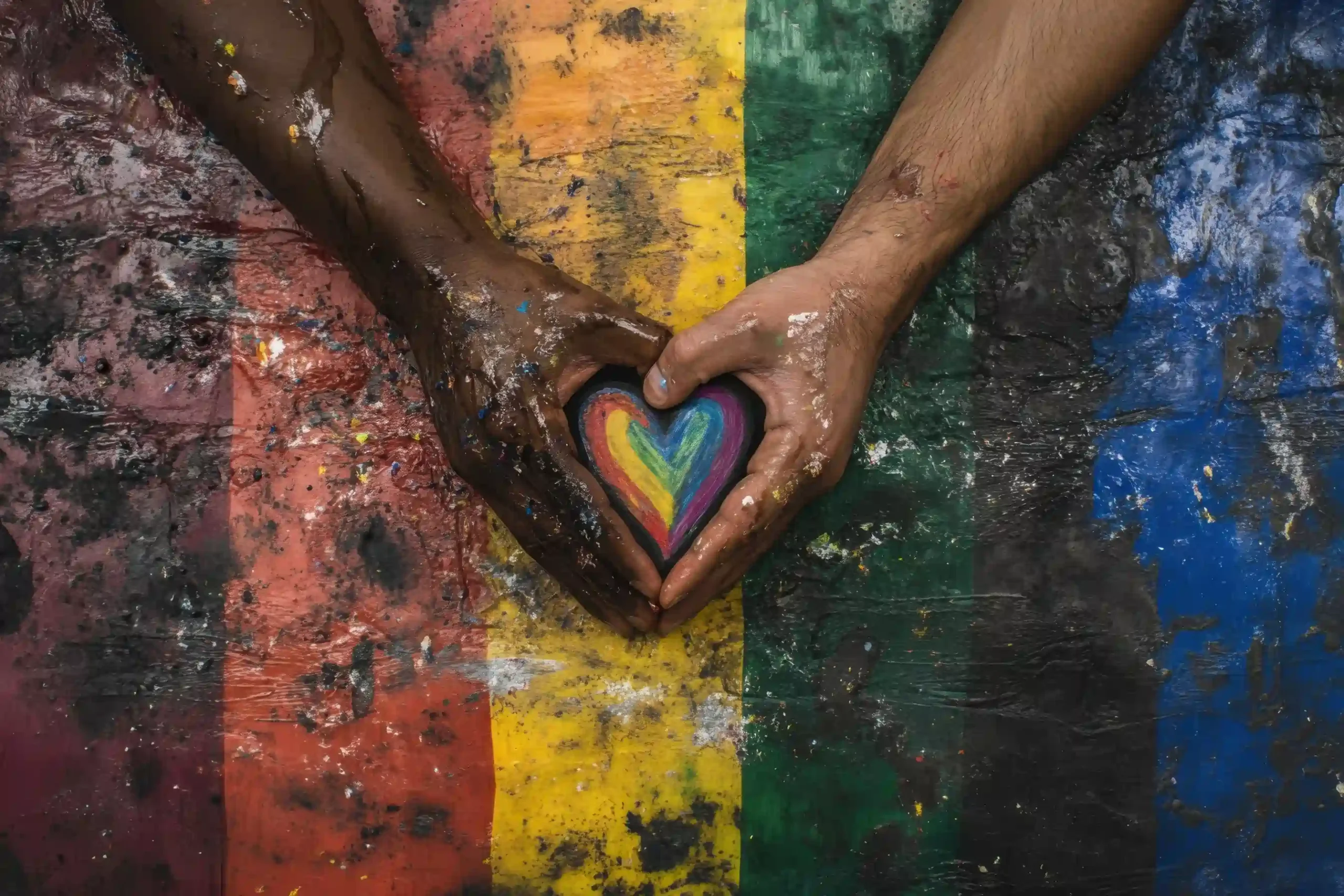 vecteezy_hands-holding-a-rainbow-heart-painted-on-a-wall